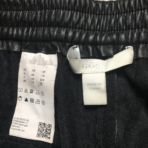 HUGO BOSS Womens Faux Leather Elastic Waist Motorcycle Ankle Pants Black US 10 - Picture 9 of 10